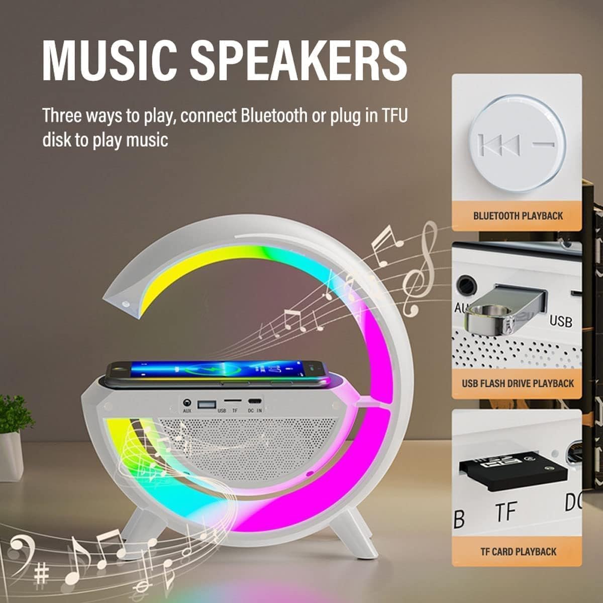Digital Led Wireless Charger Speaker